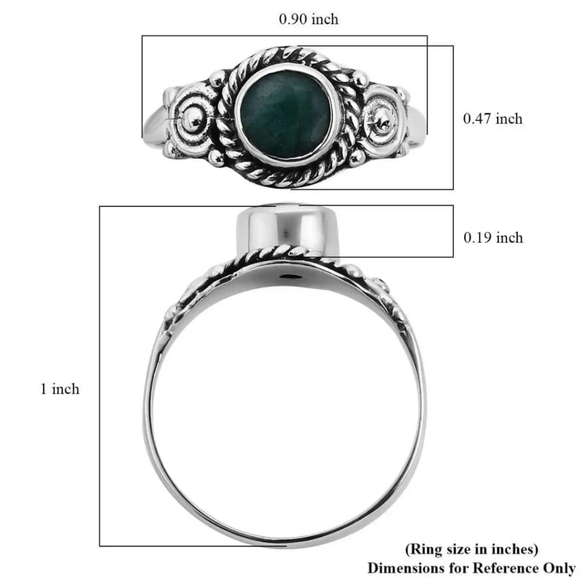 Bali Legacy Emerald Solitaire Ring Sterling Silver Size 8! - Picture 7 of 8